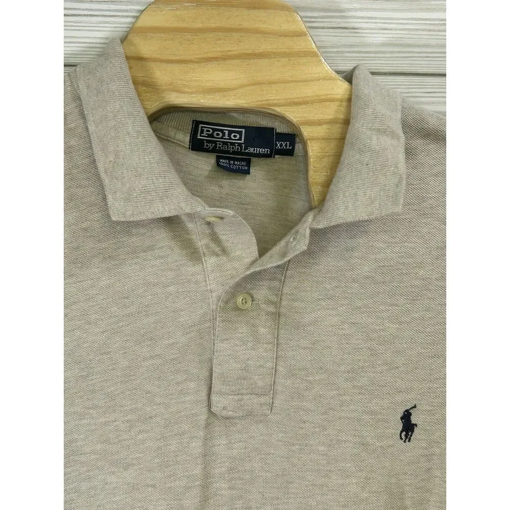 Polo Ralph Lauren‎ Men's Cotton Polo Tan Heather Short Sleeve Golf Sz 2XXL